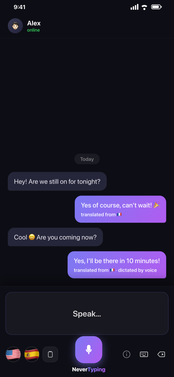NeverTyping on iPhone
